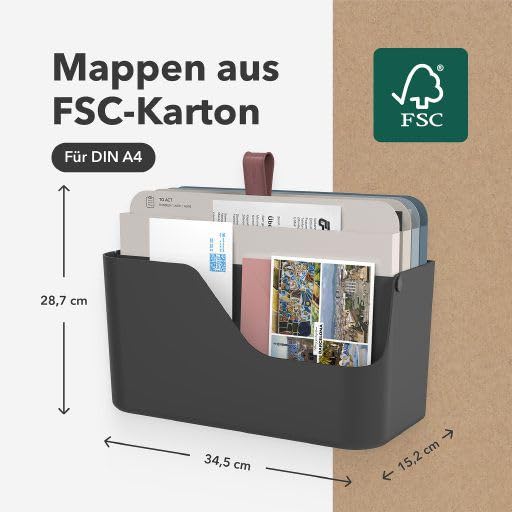 Rotho MyPaper Plus Desk Organizer A4 including 4 FSC folders Black - 1060008080WS