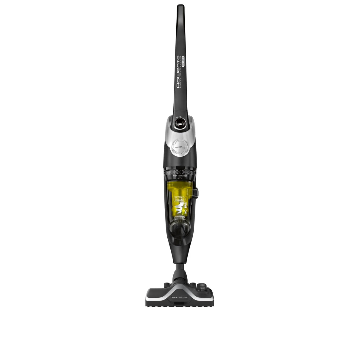 Rowenta Powerline Extreme Cyclonic, aspirator de mână fără sac cu cablu de alimentare, nouă duză extrem de glisantă, aspirator de podea foarte silențios, putere de aspirație ridicată fără sac, negru-argintiu-galben, RH8155 - RH8155WA