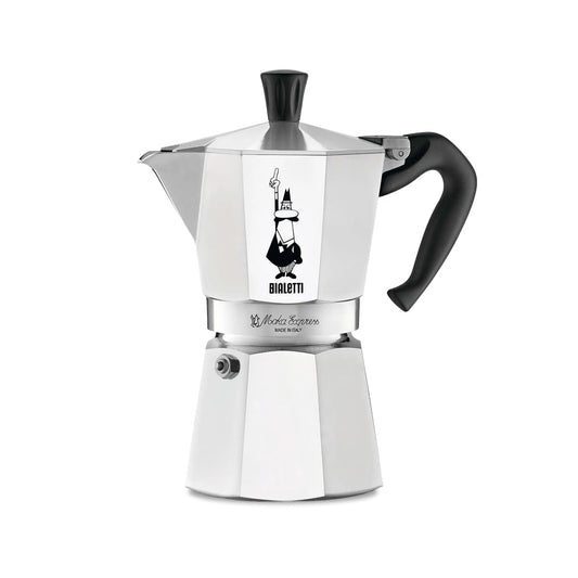 Bialetti Moka Express Iconic Stovetop Espresso Machine, Aluminum, 270ml, Silver/Black - 6800