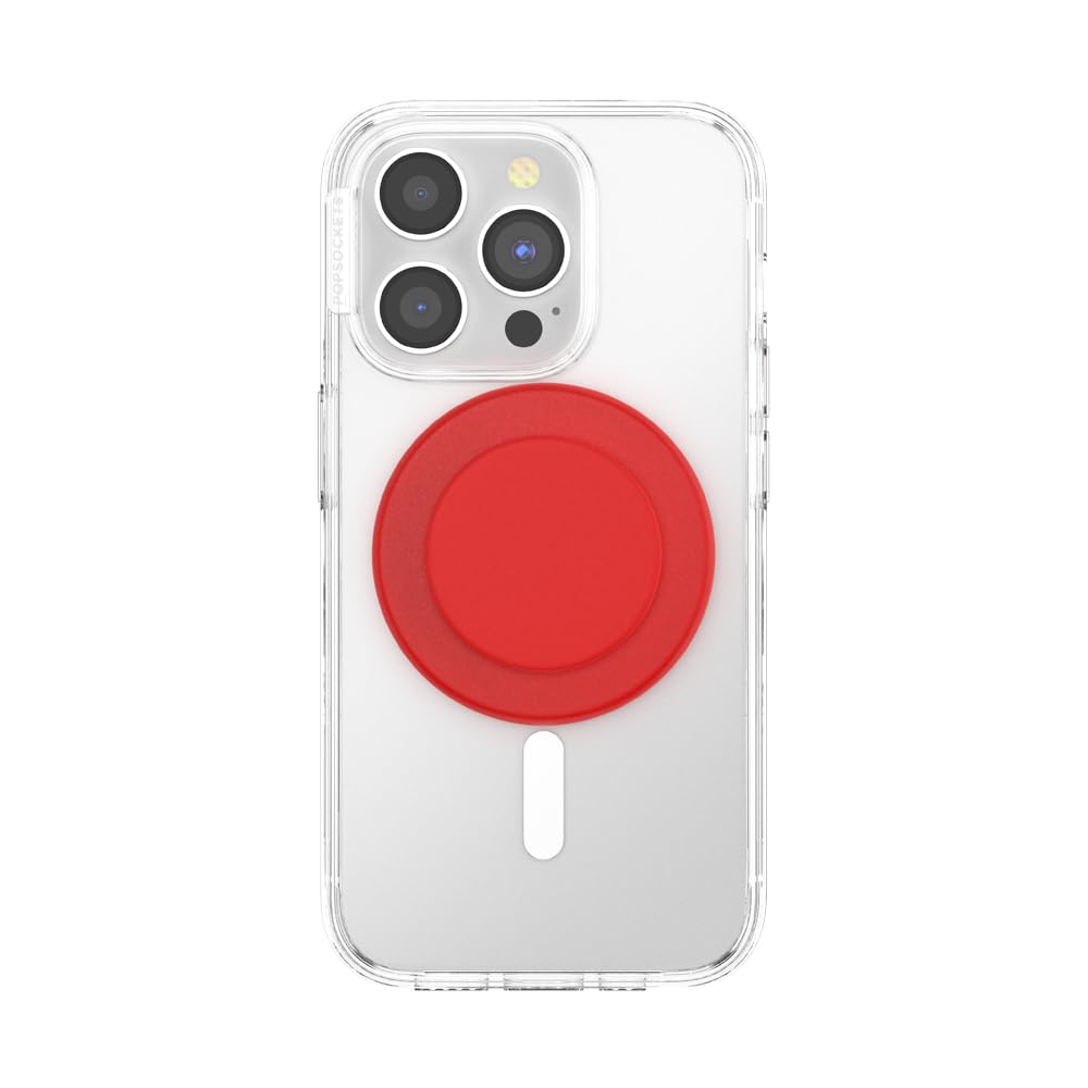 PopSockets Phone Grip for MagSafe with Kickstand, Magnetic Stand, Swappable Top, Secure Hold for iPhone MagSafe Cases, Phone & Tablet Grip - Basic Rosso - 807281