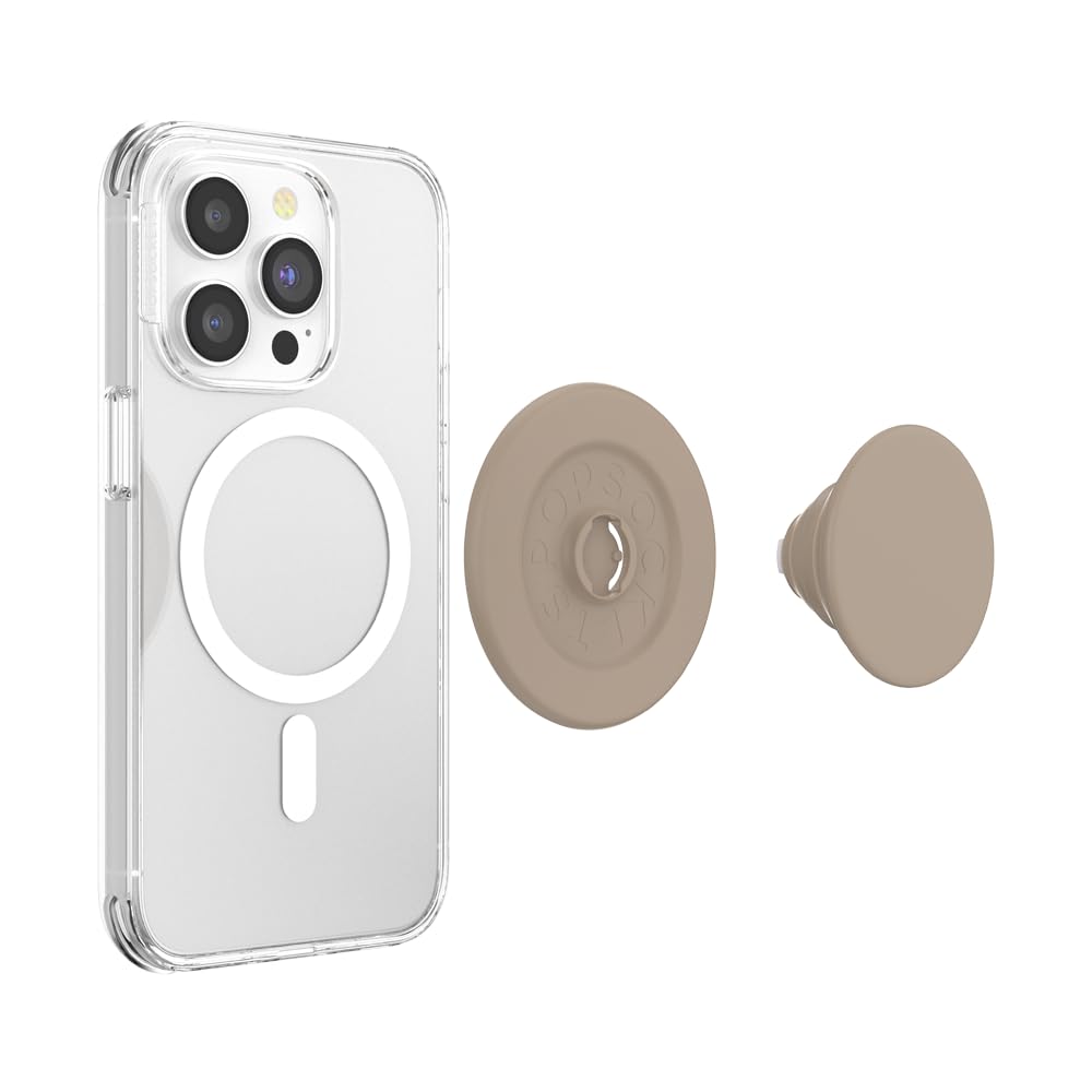 PopSockets Mobile Phone Grip for MagSafe, Magnetic Holder, Mobile Phone Stand, Brown - Soft Touch Latte - 807491