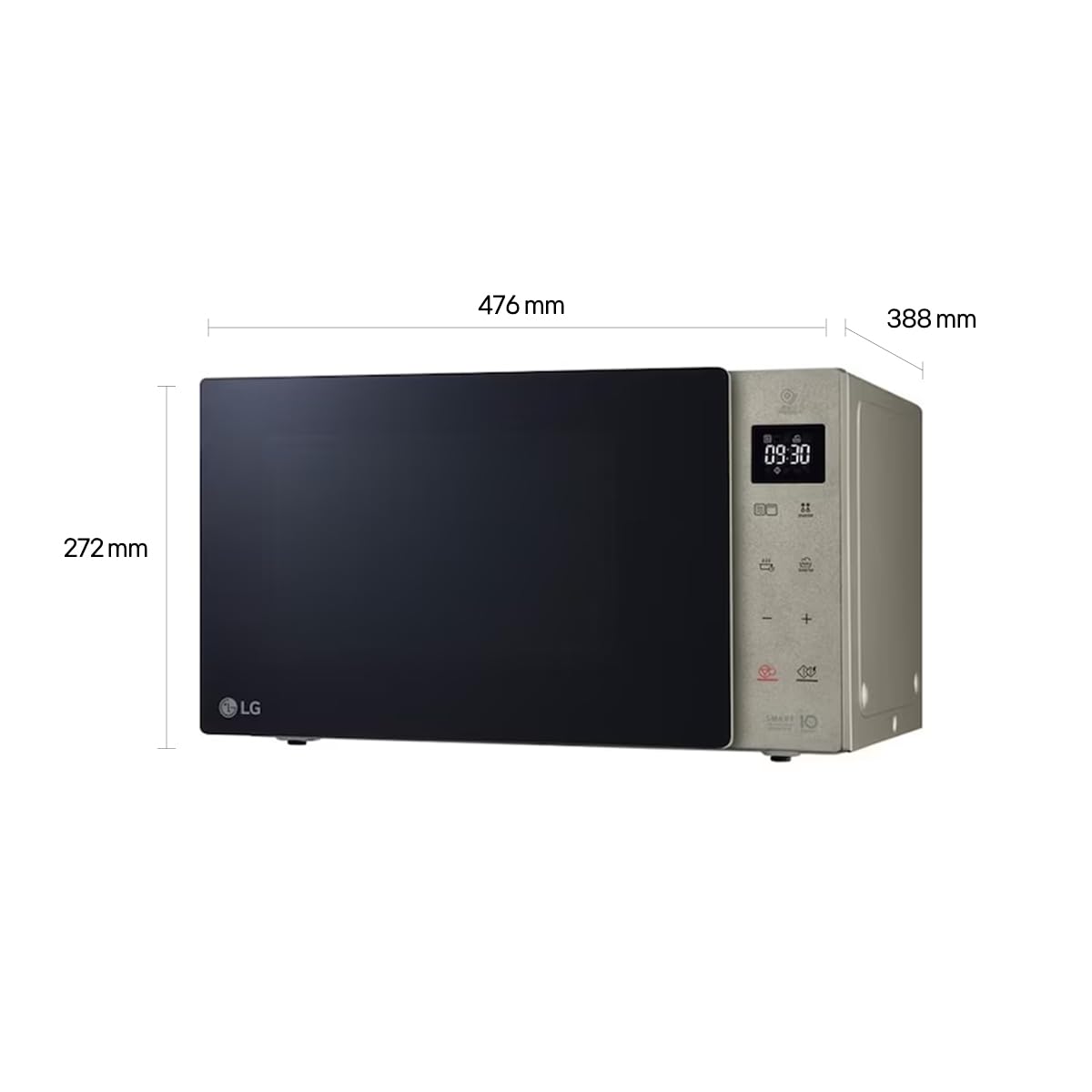 LG MH6535NBS microwave (25 L, 1000 W) with grill (LED display, smart inverter technology, easy to clean), noble steel, freestanding