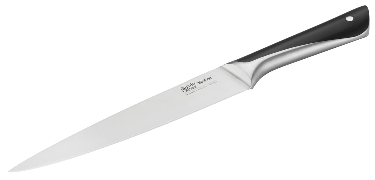 Tefal Jamie Oliver Cuțit pentru carne/șuncă 20 cm, performanță de tăiere ridicată, design inconfundabil, lame rezistente și durabile, oțel inoxidabil/negru, K2670255