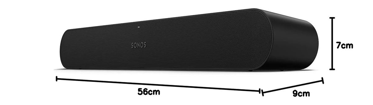 Sonos Ray Soundbar – O soundbar compactă unică All-in-One cu sunet de blockbuster pentru filme, jocuri și streaming muzical prin WiFi – Compatibilă cu aplicația și Apple AirPlay – În negru - RAYG1EU1BLK