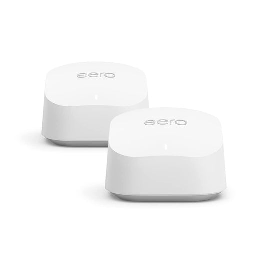 Amazon eero 6+ mesh WiFi router | 1Gbps Ethernet | Up to 280 m² coverage | Connects to over 75 devices | Double pack | 2022 - R010001