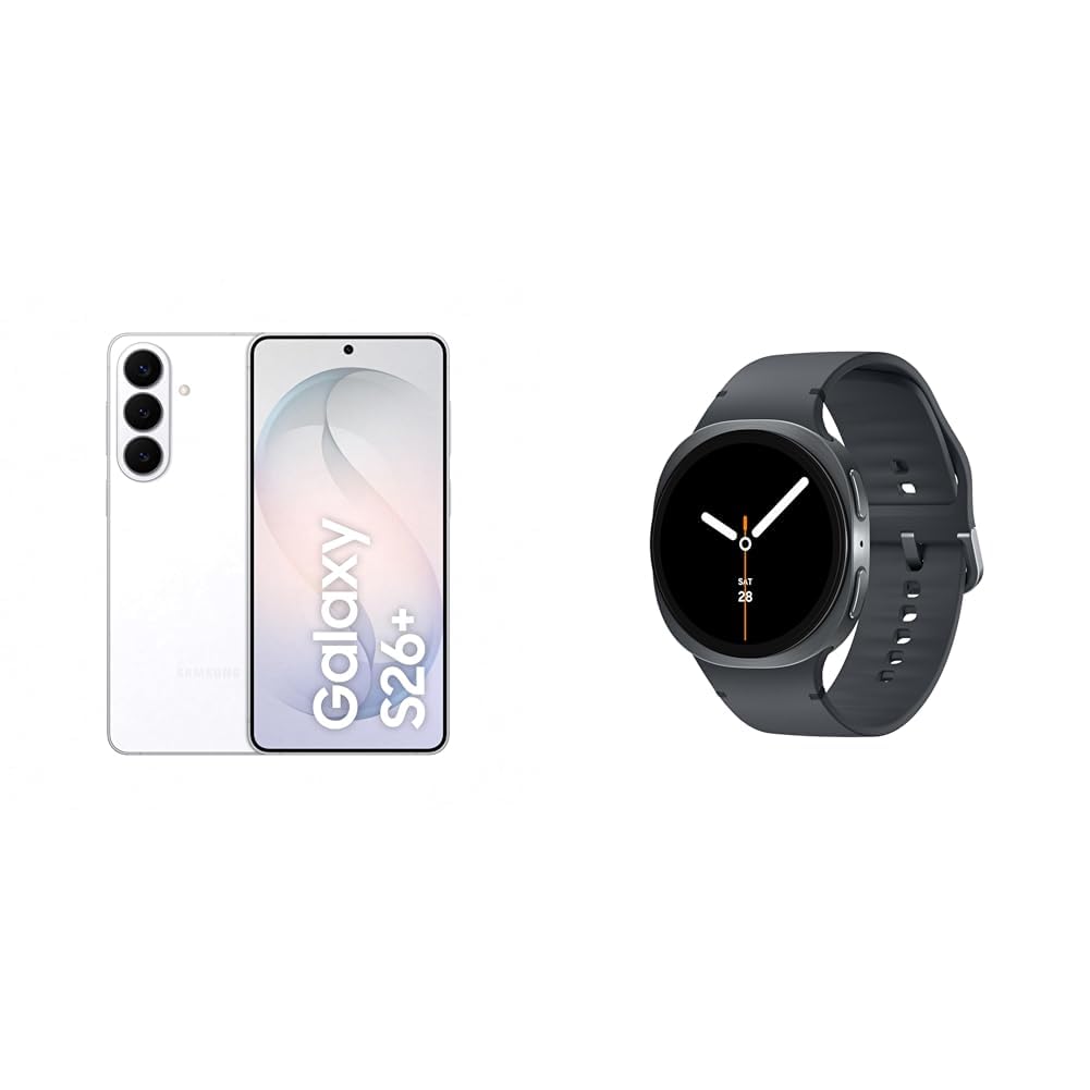 Samsung Galaxy S26+ AI Smartphone with Galaxy AI, No Contract, Android Phone, 12 GB RAM, 512 GB Storage, AP Processor, White, 3 Years Manufacturer Warranty, includes Galaxy Watch8 40mm Black