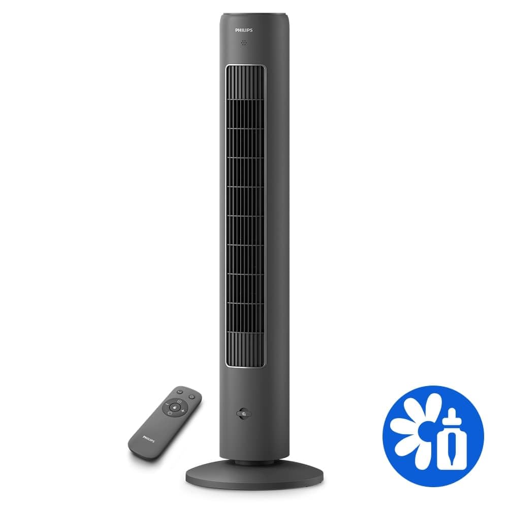 Philips Oscillating Tower Fan 5000 Series 105cm Remote Control Timer 3 Speeds 3 Modes 40W Powerful Quiet Airflow Aroma Diffuser Gray (CX5535/11) - CX5533/11