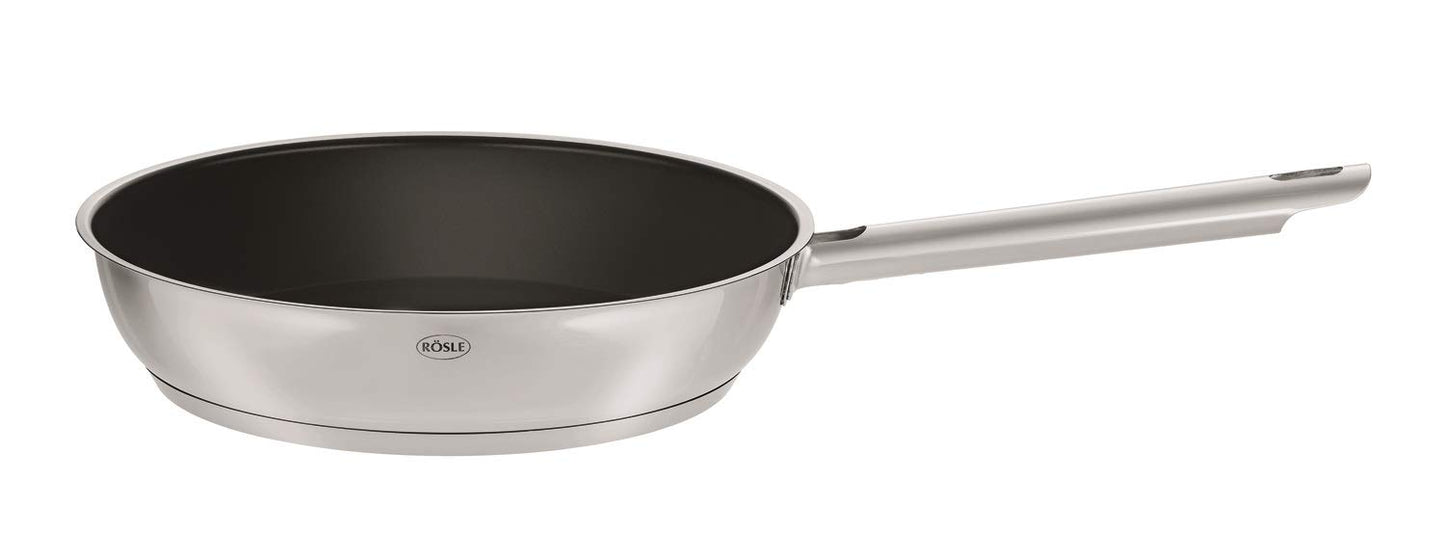 RÖSLE ELEGANCE 3-piece frying pan set, high-quality universal pans with robust ProPlex non-stick coating, 20 cm, 24 cm and 28 cm, 18/10 stainless steel, suitable for induction, dishwasher safe - 13216