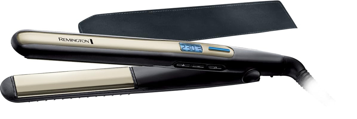 Remington Sleek & Curl Straightener (rounded design - ideal for straightening & styling curls and waves, high-quality ultra-tourmaline ceramic coating) LCD display, 150-230°C, Hair Straightener S6500