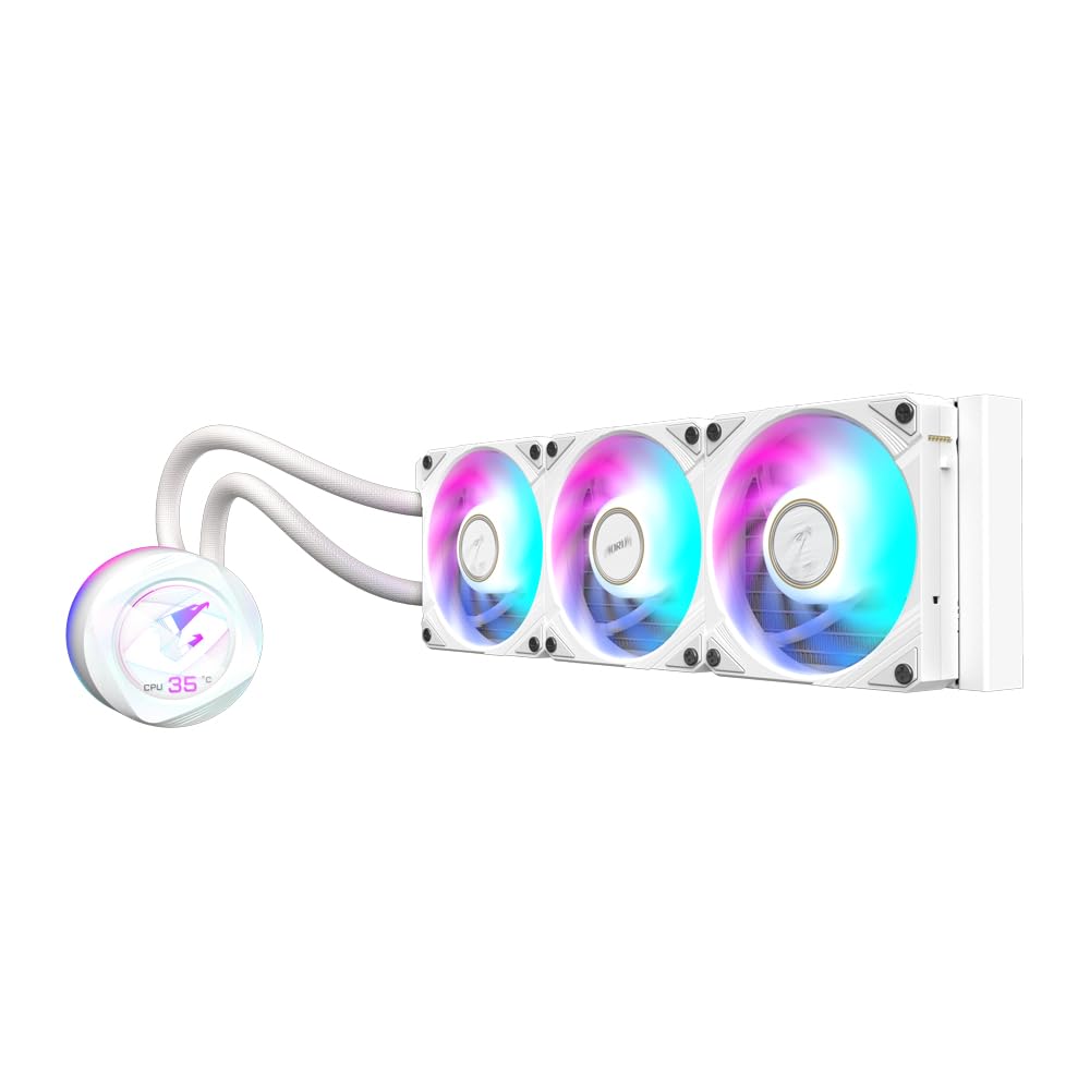 GIGABYTE AORUS WATERFORCE X II 360 Ice AIO Liquid CPU Cooler - 3x120mm ARGB Fans, Full-Color LCD, Daisy-Chain, compatible with Intel LGA 1851 and AMD AM5 - GP-AORUS