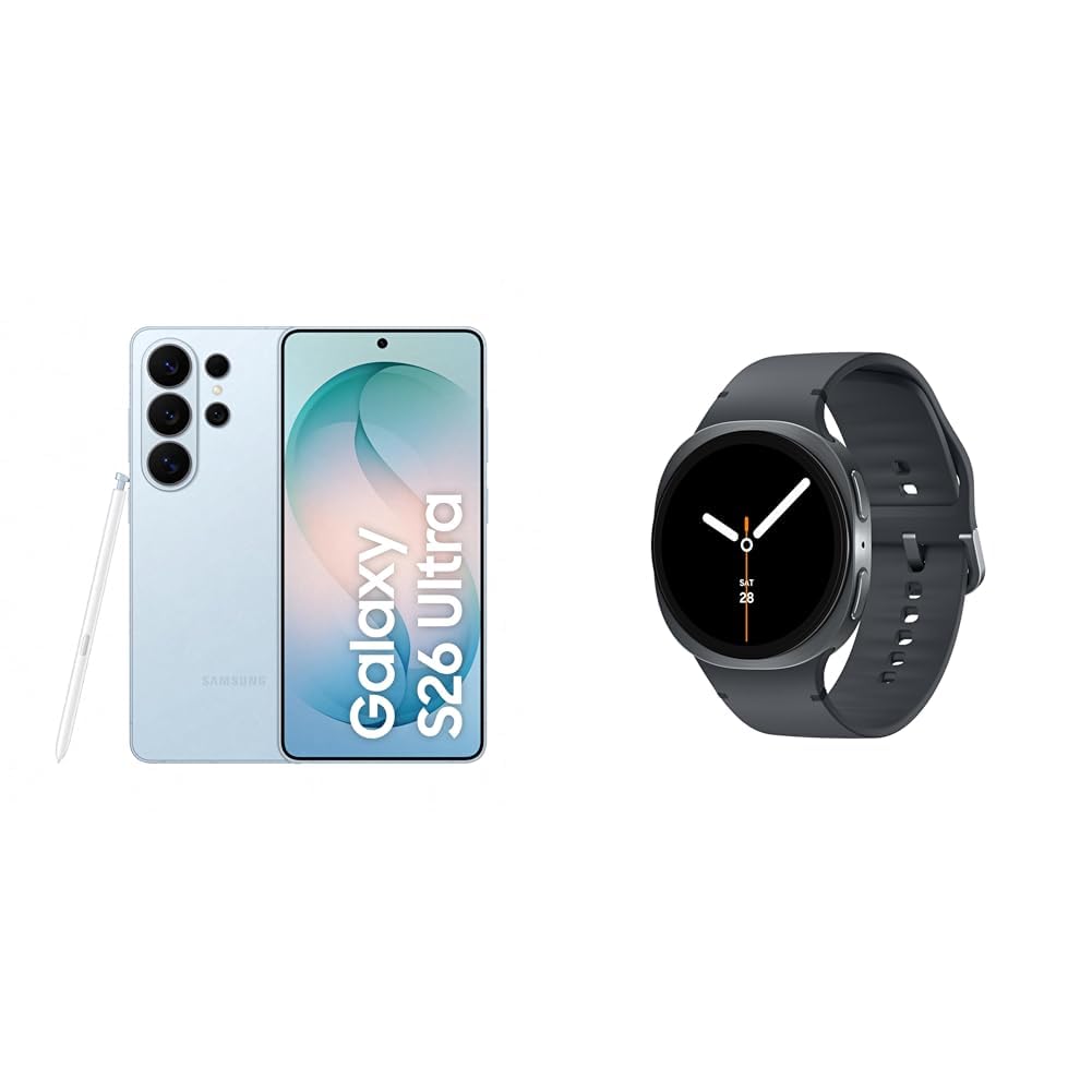Samsung Galaxy S26 Ultra AI smartphone with Galaxy AI, no contract, Android, privacy display, 12 GB RAM, 1 TB storage, Sky Blue, 3 year manufacturer's warranty, incl. Galaxy Watch8 40mm black - F-MS948BLBGAMZ