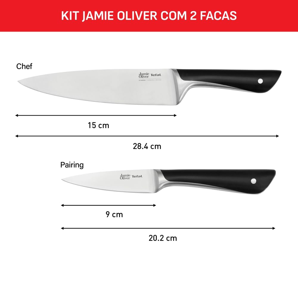 Tefal Jamie Oliver Kitchen Knife Set, Cooking and Peeling, 2-piece, Black - K267S255