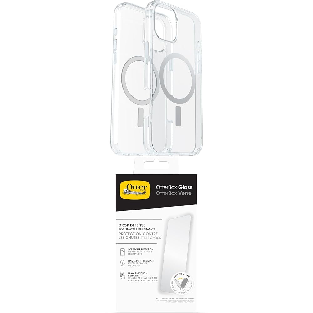 OtterBox Symmetry Series Clear MagSafe Transparent Case for iPhone 16 Plus, Shockproof Drop Proof Protective Case Transparent with Premium Glass Screen Protector - 77-93081