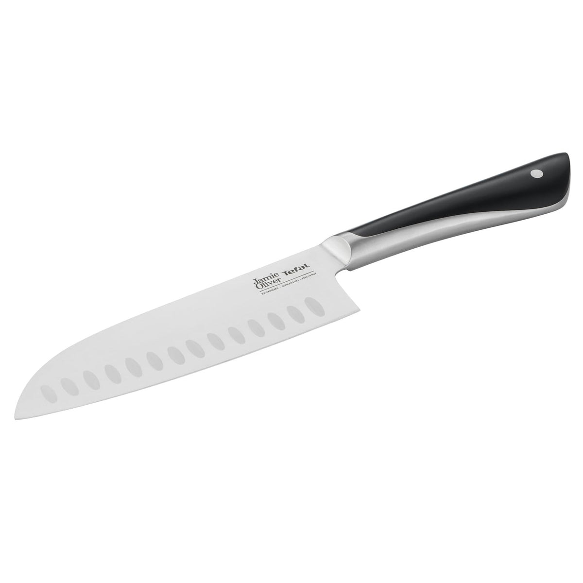 Tefal Jamie Oliver Santokumesser 16,5 cm, putere de tăiere ridicată, design inconfundabil, lame rezistente și durabile, oțel inoxidabil, negru, K2671556 - K2671555