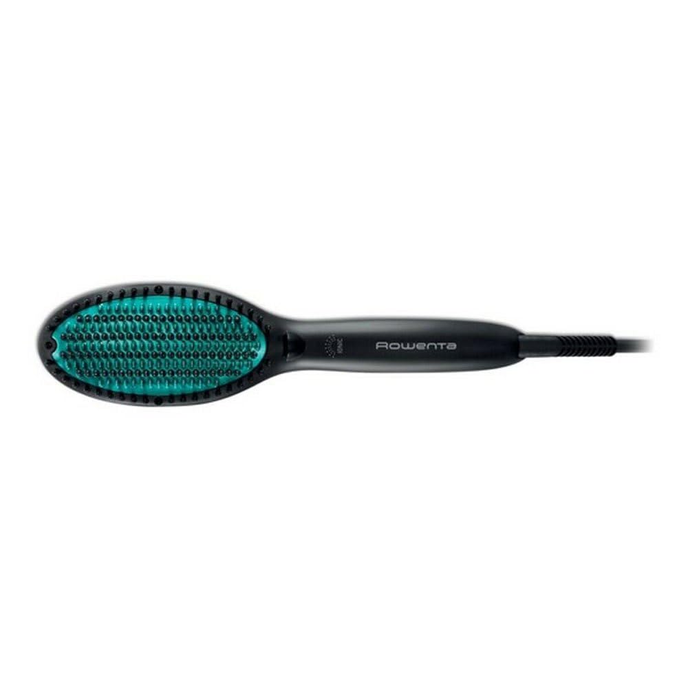 Rowenta Powerstraight Straightening Brush, CF5820, Suitable for All Hair Types, Triple Action Smoothing, Radiant Shine, Adjustable Temperatures, Protected Hair, 1.8 m, Black & Green, 1 Piece (1 Pack)