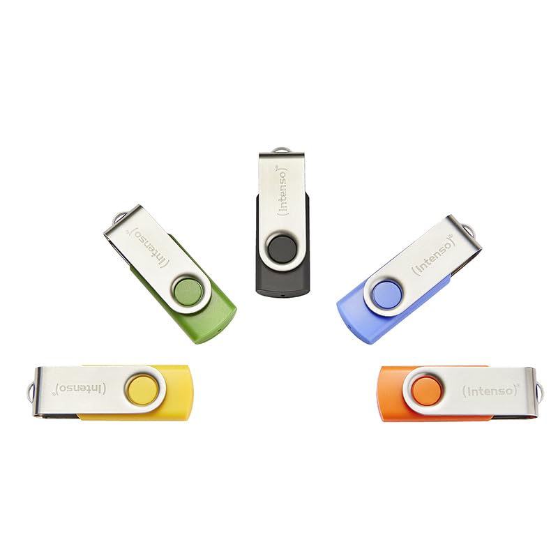 Intenso Basic Line 5X 16 GB USB sticks USB 2.0 with practical labels, yellow, green, black, blue + orange, with silver metal bracket, pack of 5: Amazon.de: Electronics & Photo - 3503575