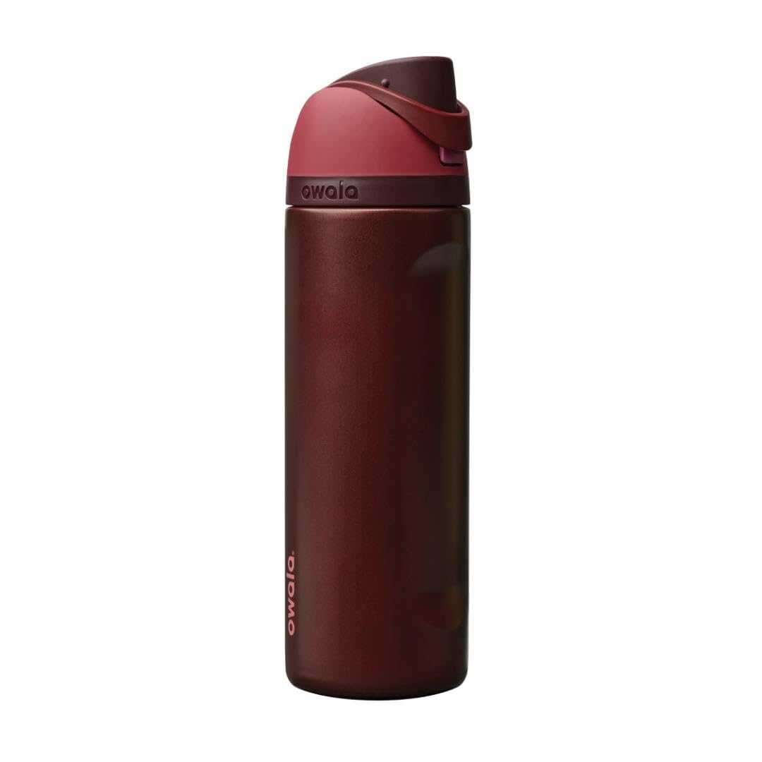 Owala FreeSip Insulated Stainless Steel Drinking Bottle with Straw, 710ml - BPA Free, Ideal for Sports, Fitness, Outdoors and Travel, Black Cherry - C08796