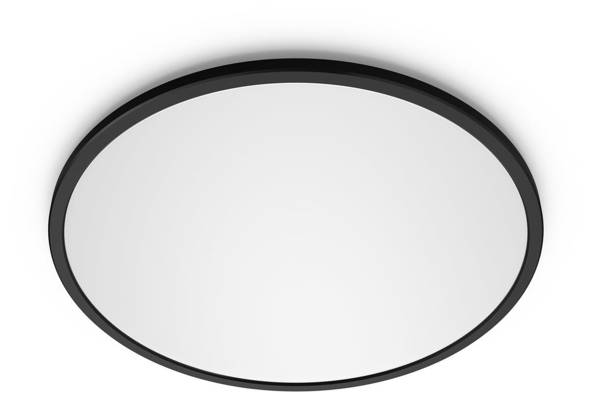 Philips LED SceneSwitch Ceiling Light (18 W), LED ceiling light with 3 brightness levels and warm white light, energy-saving room lighting with EyeComfort, black - 929002546601