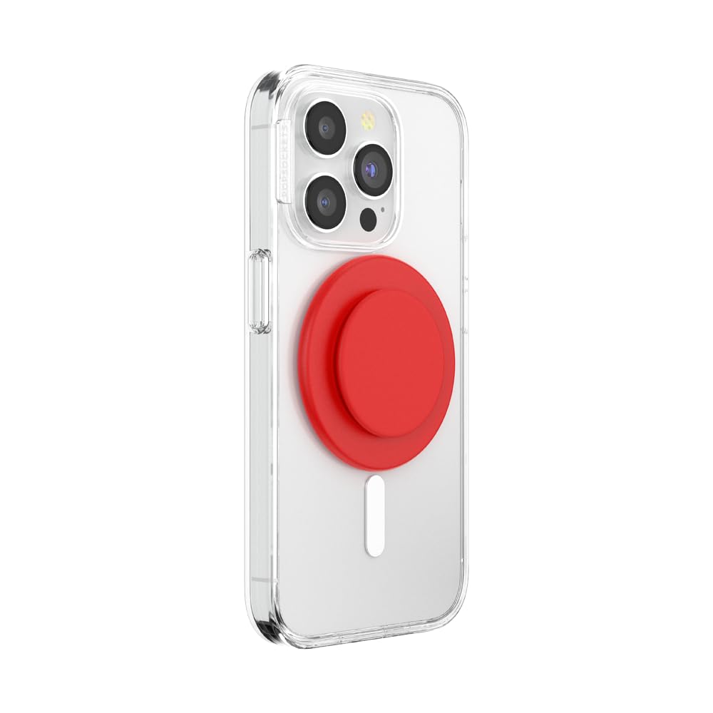 PopSockets Phone Grip for MagSafe with Kickstand, Magnetic Stand, Swappable Top, Secure Hold for iPhone MagSafe Cases, Phone & Tablet Grip - Basic Rosso - 807281