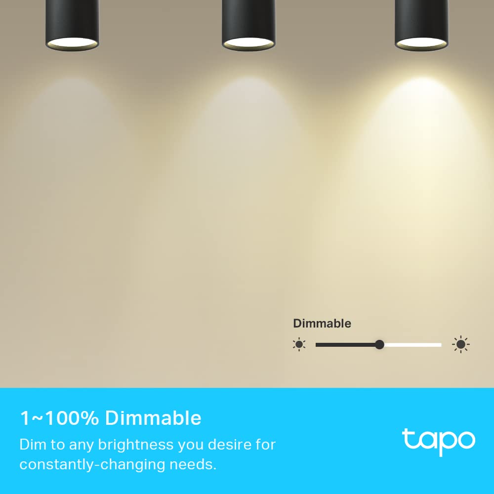 Tapo L630 (4-pack) smart WiFi light bulb GU10, energy saving, 3.7 W equivalent to 50 W, dimmable lamp, compatible with Alexa, Google Assistant, multi-colored