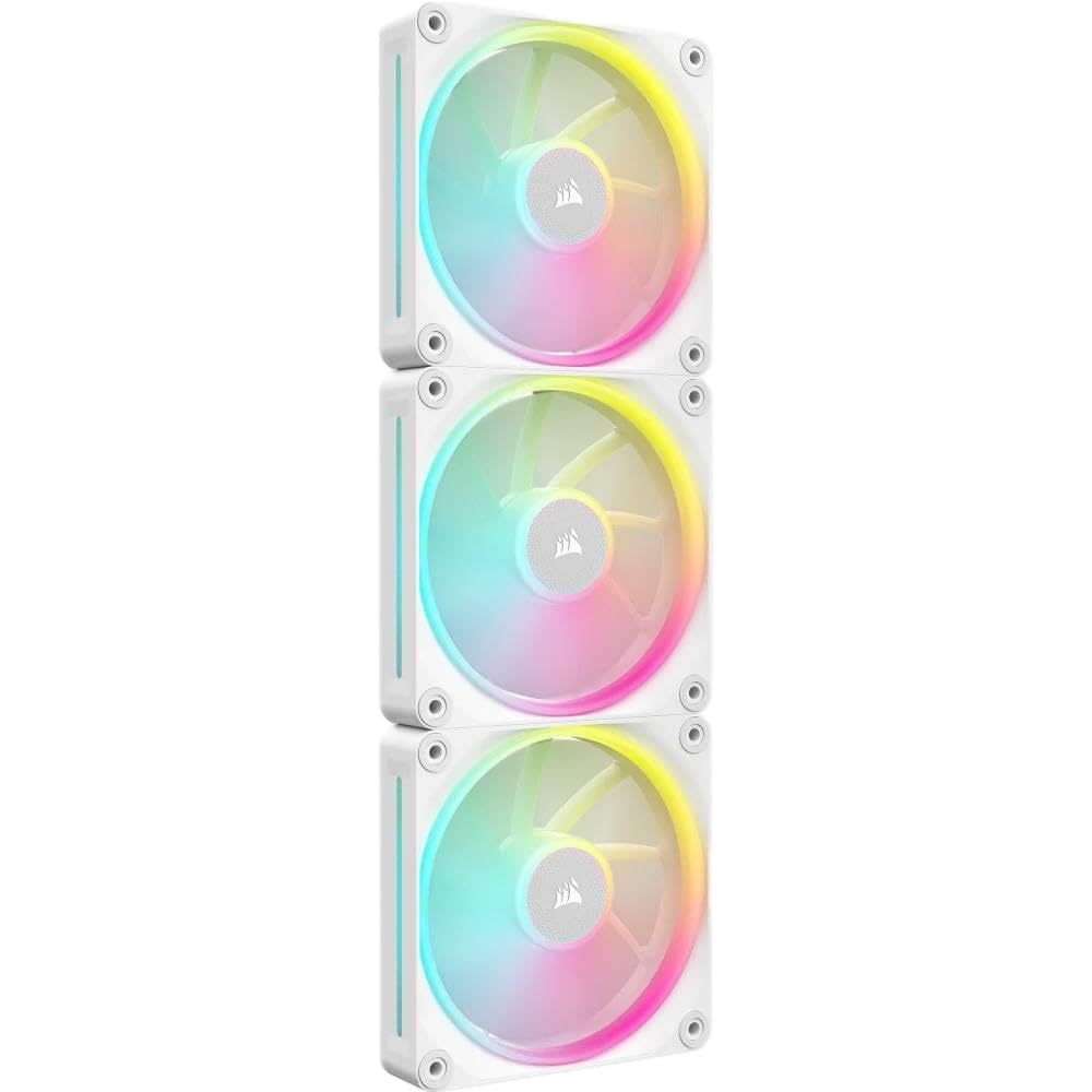 CORSAIR iCUE LINK LX120 RGB ventilator de 120mm PWM, pachet de trei – Dual Light Loops – Inclusiv hub de sistem iCUE LINK – Tehnologie CORSAIR AirGuide – Alb - CO-9051030-WW