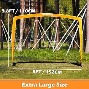 Happy Jump Pop-Up Football Goal - 150x110 cm, 1 goal, orange | Foldable Fiberglass Goal for Kids & Adults | Ideal for gardens and parks - A220521BQ1
