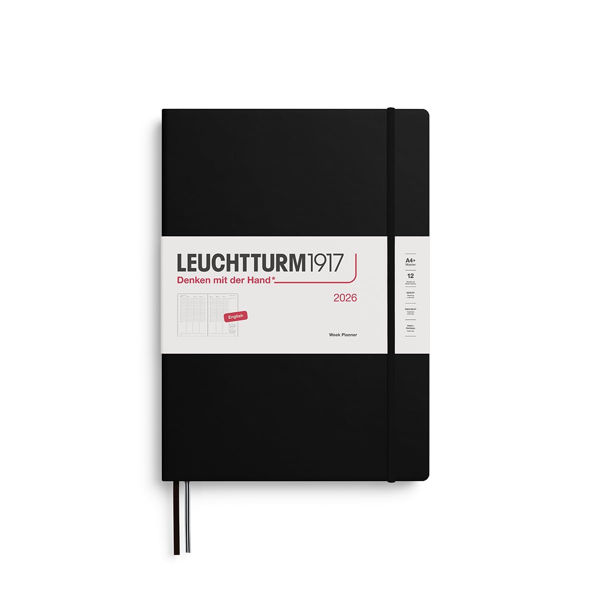 LEUCHTTURM1917 372572 Weekly Planner Composition (B5) 2026, 12 Months, Black, German