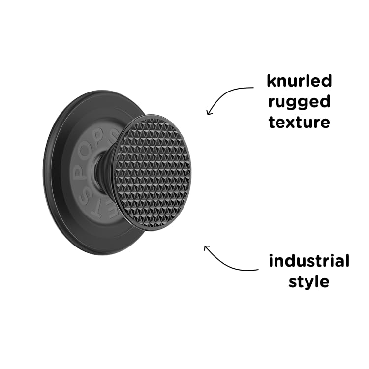 PopSockets Mobile Phone Grip for MagSafe, Magnetic Holder, Mobile Phone Stand, Black - Alum Triangle Knurled Black - 807392