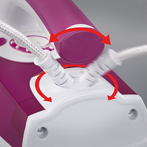 SEVERIN steam iron with ceramic-coated soleplate and non-stick effect, 2400W, 70g/min steam boost, 30g/min variable steam output, ideal for steam and dry ironing, white/purple, BA 3243 - S73243