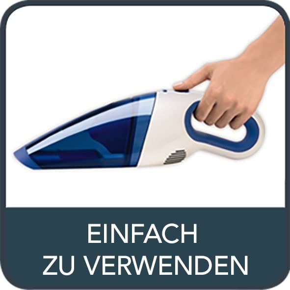 Rowenta Cordless Handheld Vacuum Cleaner Extenso Cyclonic 4.8V, 375 ml dust capacity, with brush attachment, operating time 11 min, ergonomic handle, easy cleaning, blue/white, AC4461 - AC446101