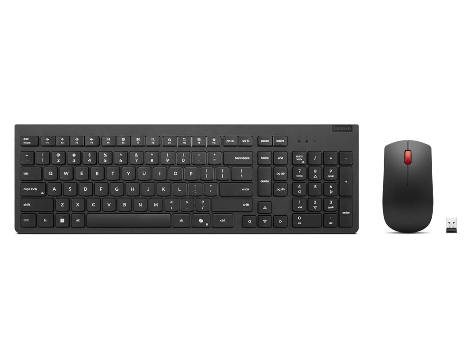 Lenovo Essential Wireless Combo Gen 2 - Keyboard and Mouse Set - wireless - 2.4 GHz - QWERTZ - German - Black - brown box - 4X31R64467