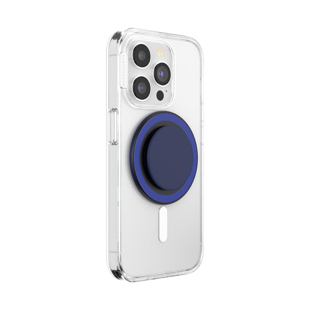 PopSockets Phone Grip for MagSafe with Kickstand, Magnetic Stand, Swappable Top, Secure Hold for iPhone MagSafe Cases, Phone & Tablet Grip - PopOut Basic Naval - 807284