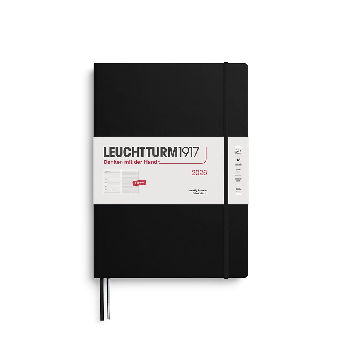 LEUCHTTURM1917 372640 Weekly Calendar & Notebook Master (A4+) 2026, Black, English