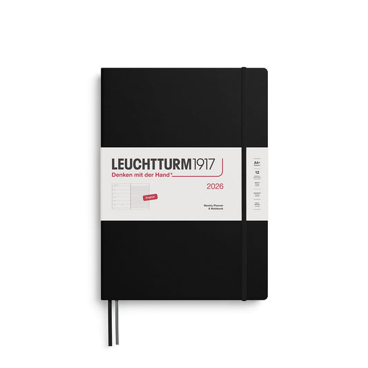 LEUCHTTURM1917 372640 Weekly Calendar & Notebook Master (A4+) 2026, Black, English