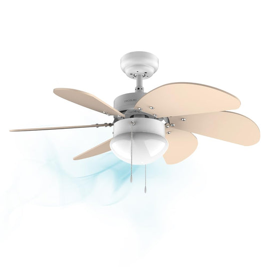 Cecotec ceiling fan EnergySilence 3600 Vision SunLight, 50 W, diameter 92 cm, lamp, 3 speeds, 6 reversible blades, summer/winter function, pull switch, white/yellow - 05963