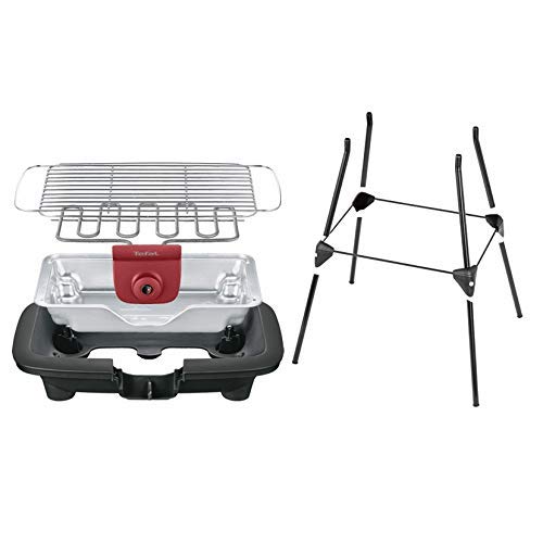 Tefal Easygrill Electric Standing Grill | BG90F5 | With feet for outdoor use | Can also be used as a table grill indoors 2300W | 870cm² grill area | Easy cleaning | black/burgundy red