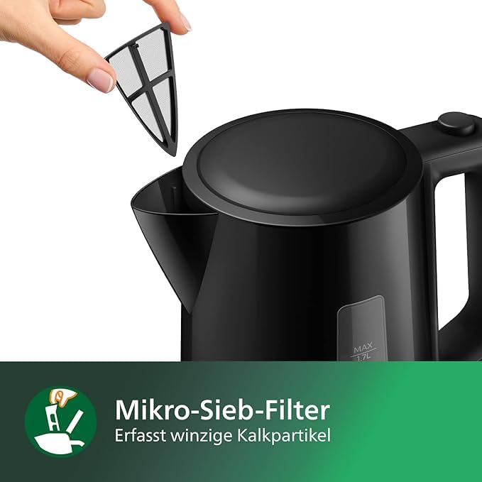 Philips kettle - 1.7 L capacity with control display, pirouette base, black (HD9318/20) - Series