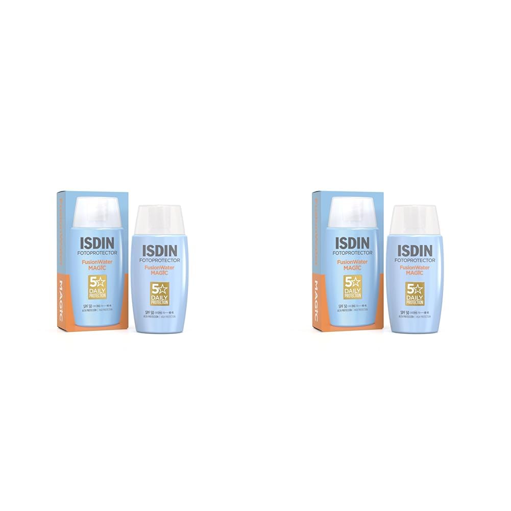 ISDIN Fusion Water Magic SPF 50 | Sunscreen for the face for daily use | Ultralight Texture 50ml (Pack of 2) - 8470001748577