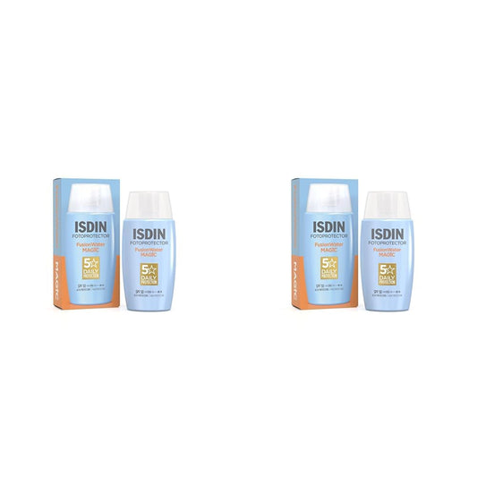 ISDIN Fusion Water Magic SPF 50 | Sunscreen for the face for daily use | Ultralight Texture 50ml (Pack of 2) - 8470001748577