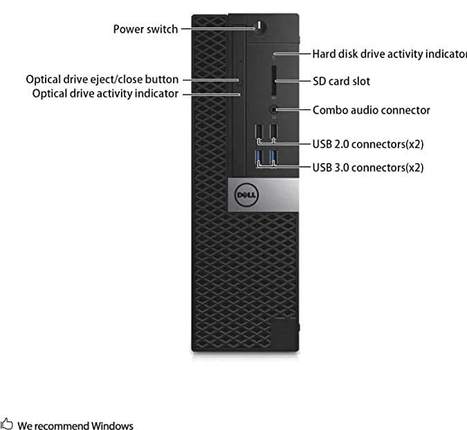 Dell Optiplex 3046 SFF Desktop PC, Intel Core i5-6500, 8 GB RAM, 256 GB SSD, WLAN, Bluetooth, US layout, Windows 11 Pro (refurbished)