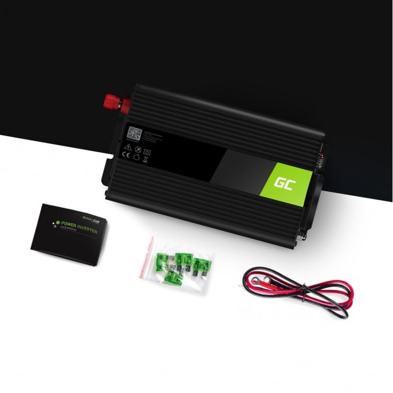 Green Cell® 1000W/2000W 24V to 230V Volt Car Voltage Converter Inverter Power Solar Inverter DC AC Converter Current Converter Vehicles Caravan Car Modified Sine Wave Car Charger