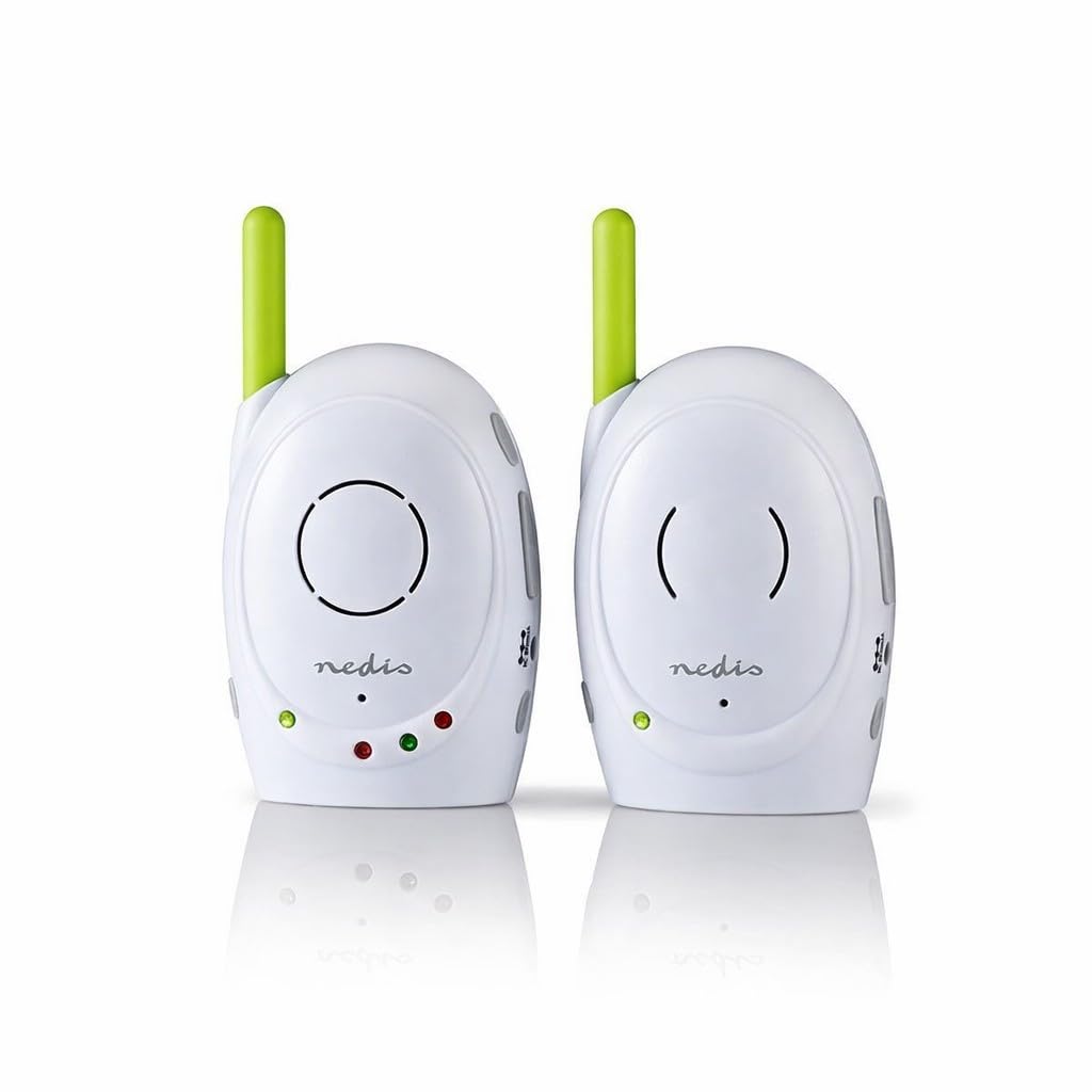 Nedis Audio-Baby-Monitor – Babyfoane fără fir cu funcție de intercomunicare și rază de 300 m – Set de 2 – Verde/Alb - BAMO110AUWT