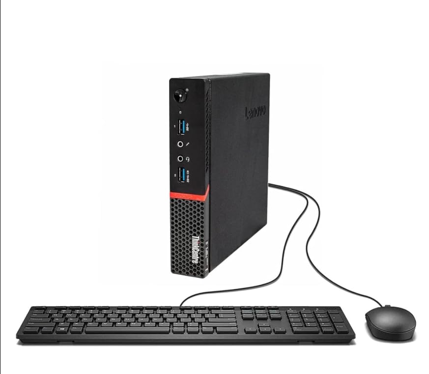 Lenovo ThinkCentre M700 Mini Desktop PC, Intel Core i3-6100T, 8GB RAM, 256GB SSD, US QWERTY Keyboard, WiFi, Bluetooth, Windows 11 Pro (Refurbished)