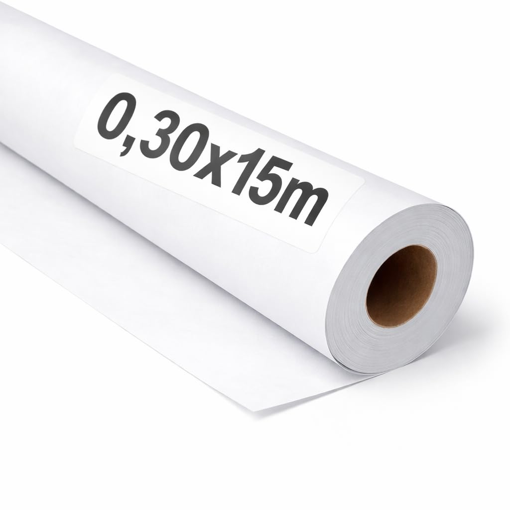 OFITURIA Kraft paper white - roll 0.30 × 15 m - 3 rolls - packaging paper and wrapping paper - craft paper for DIY, decoration and sewing patterns - tear-resistant and easy to cut - COM620-parent2
