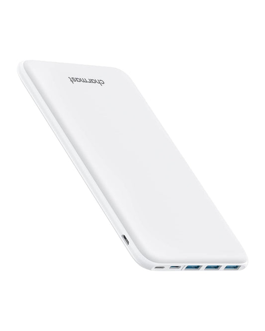 Charmast Power Bank, Ultra Slim Power Bank 26800mAh with 4 Outputs & 3 Inputs, USB C In & Out External Mobile Phone Batteries Compatible with iPhone 17/16/15/14/13/12 Pro Max Plus iPad Samsung Tablet (White) - W2002C