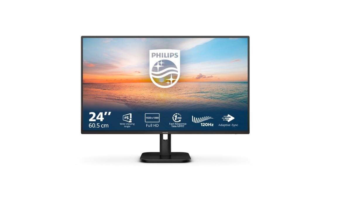 PHILIPS 24E1N1100A - 24-inch Full HD Monitor, built-in speakers, 1 ms response time (1920x1080, 120 Hz, VGA, HDMI 1.4) black - 24E1N1100A/00