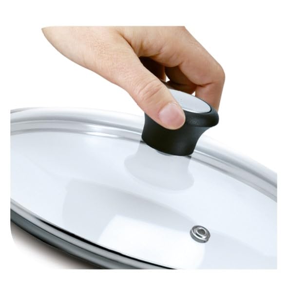 Tefal Glass Lid 28 cm, Stainless Steel Frame, Dishwasher Safe, Steam Vent, Thermoplastic Handle, 28097712