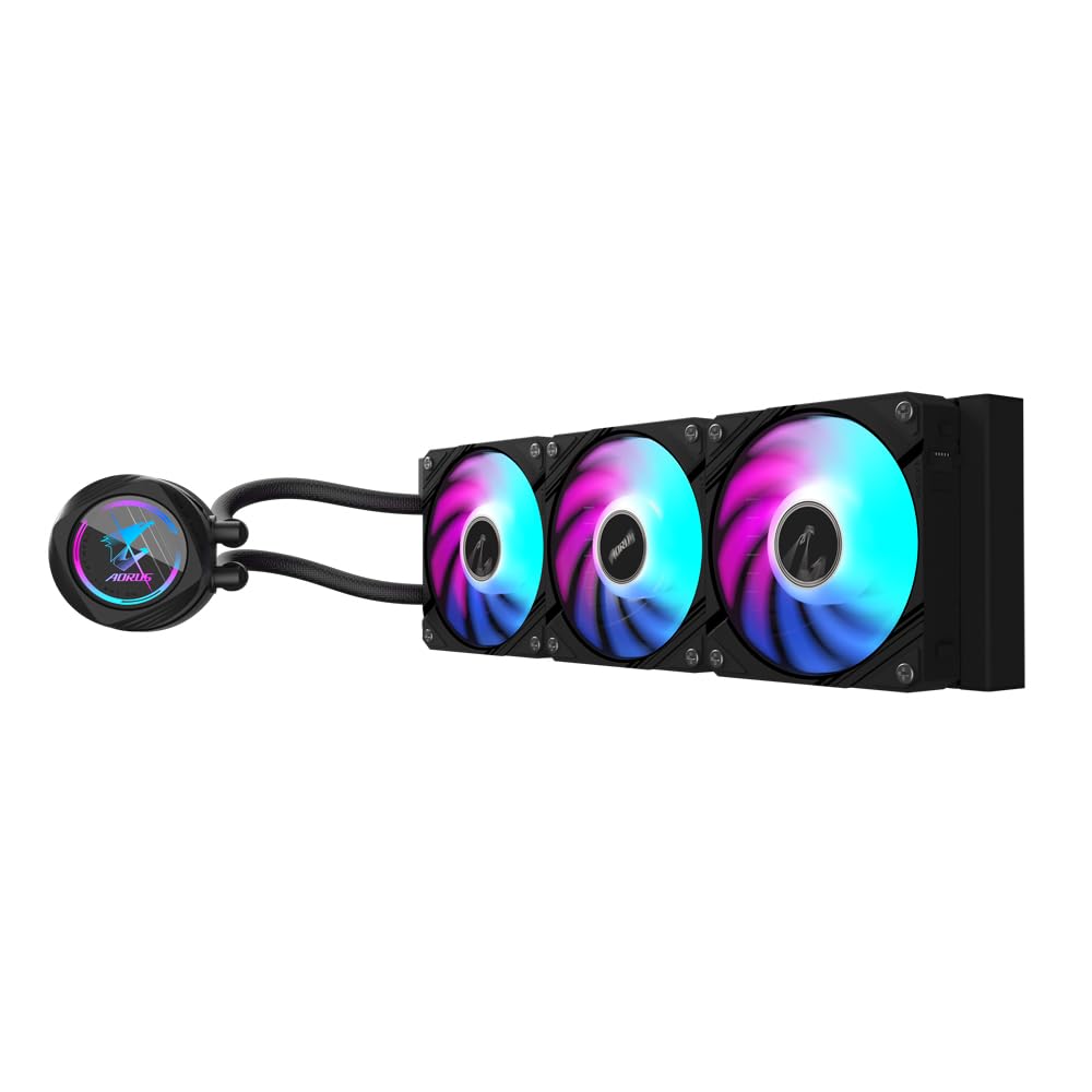 GIGABYTE AORUS WATERFORCE II 360 AIO Liquid CPU Cooler - 3x120mm ARGB Fans, slide-in locking mechanism, daisy-chain, compatible with Intel LGA 1851 and AMD AM5 - GP-AORUS