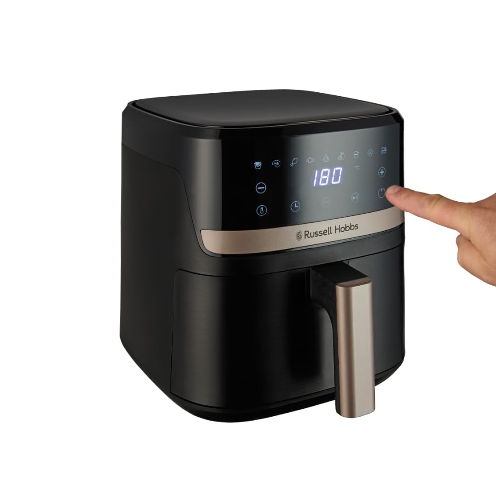 Russell Hobbs hot air fryer L 4.3L Rapid AirFryer [very small housing, very quiet, 9 programs] SatisFry (dishwasher safe, deep fryer without oil, touch screen, grilling, baking, roasting etc) 27610-56