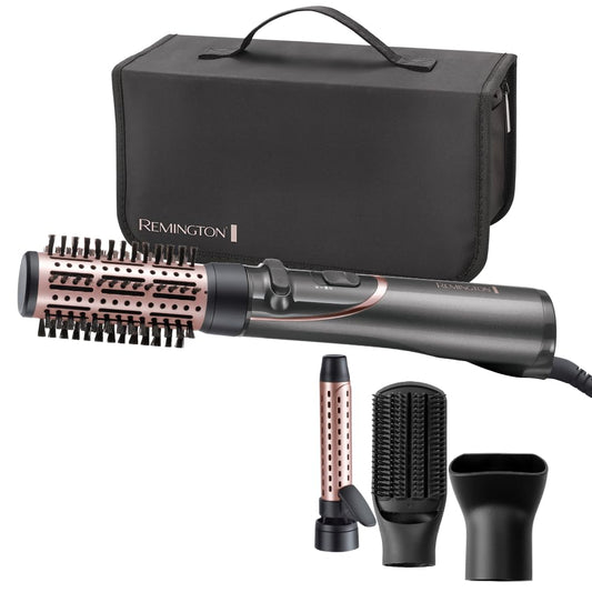 Remington Rotating Hot Air Brush (automatic) Curl & Straight 3-in-1 Ion Styler: Volume, Curls & Smooth Styles, 4 Attachments (Volume Styler, Curling Iron, Styling Concentrator, Paddle Brush) AS8606 - 45684560100
